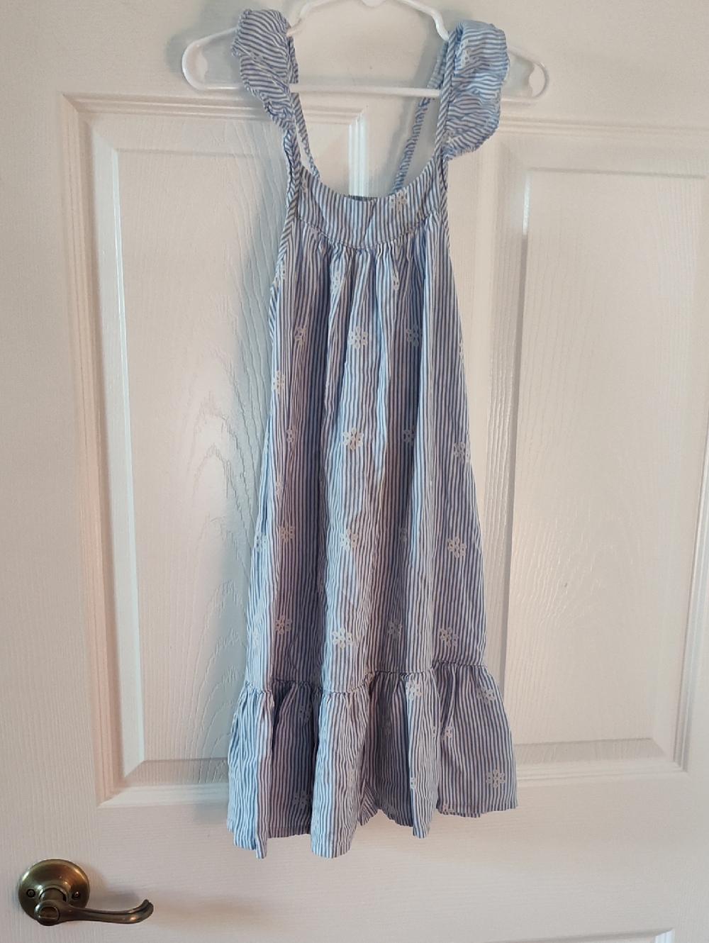 Old Navy Blue and White Striped Ruffle-strap Sundress